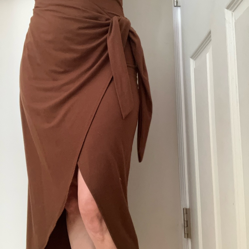 Elegant Brown Wrap Dress